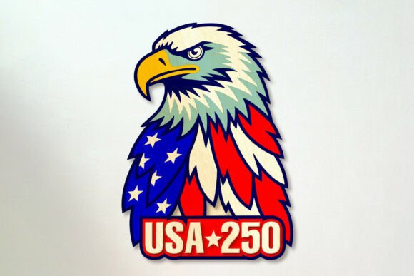 250th Anniversary USA 2-Layer Eagle Laser Cut Design