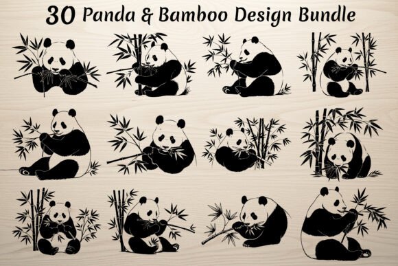 Adorable Panda & Bamboo Design Bundle: 30 Creative Vectors