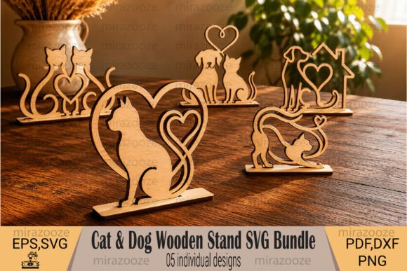 Cat & Dog Stand SVG Bundle for Laser Cutting