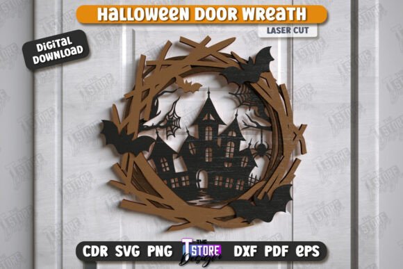 Create a Spooky Welcome with a Halloween Door Wreath Laser Cut Design