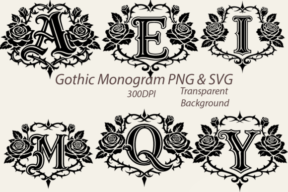 Create Stunning Dark Romantic Designs with Gothic Rose Monogram SVG PNG