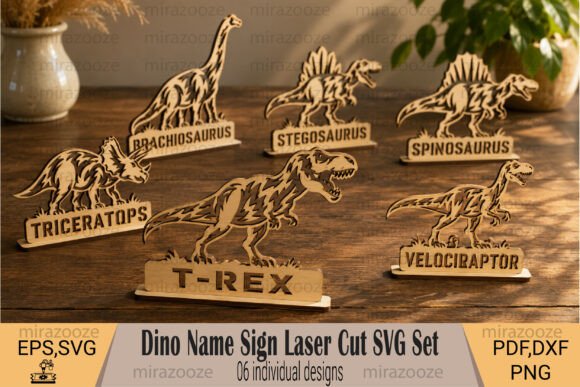 Dino Name Sign Laser Cut SVG Set