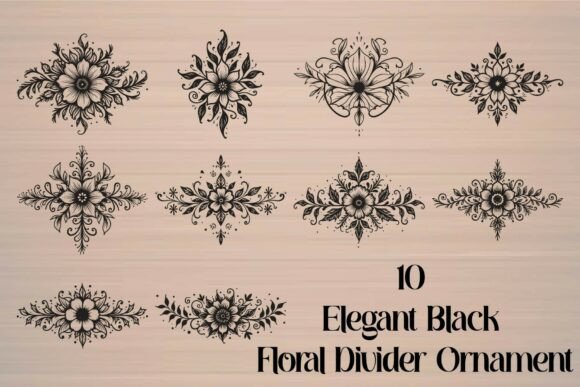 Elegant Black Floral Dividers for Sophisticated Design