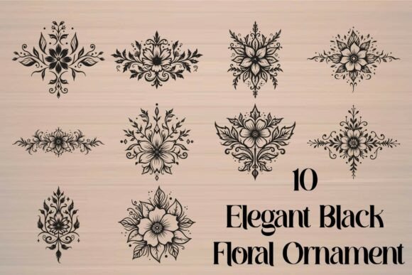 Elegant Black Floral Ornament Collection for Timeless Design