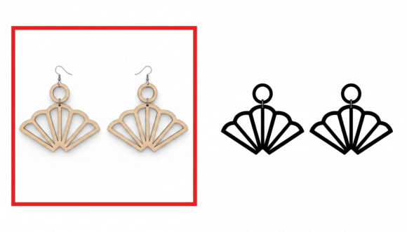 Elegant Fan Shape Geometric Laser Cut Earring Design