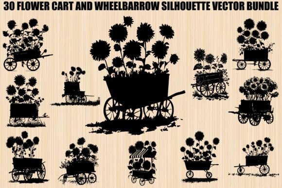 Flower Cart & Wheelbarrow SVG Bundle for Crafts