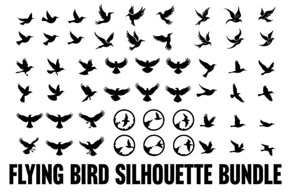 Graceful Flight: The Flying Bird Silhouette Bundle for Designers