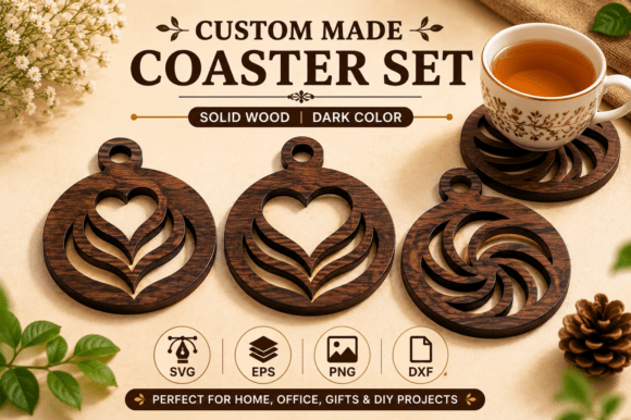 Heart & Mandala Coaster Set: Laser Cut Design Guide