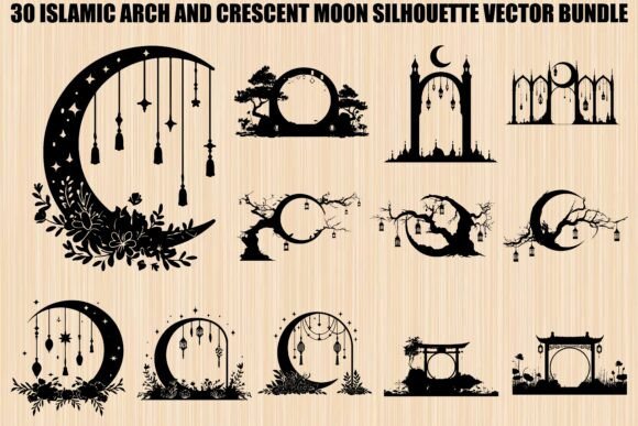 Islamic Arch & Crescent Moon Vector Bundle for Designs