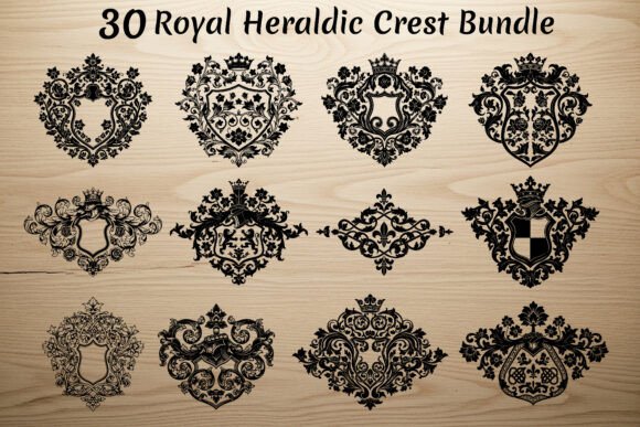 Royal Heraldic Crest Bundle: Timeless Elegance for Designers