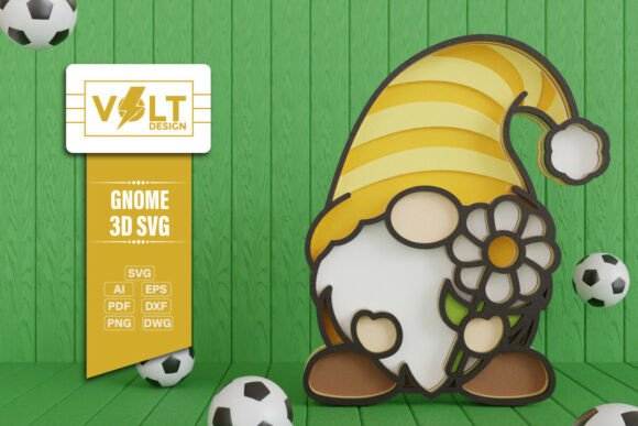 Summer Gnome 3D SVG Multilayered Cut: A Creative Design Asset