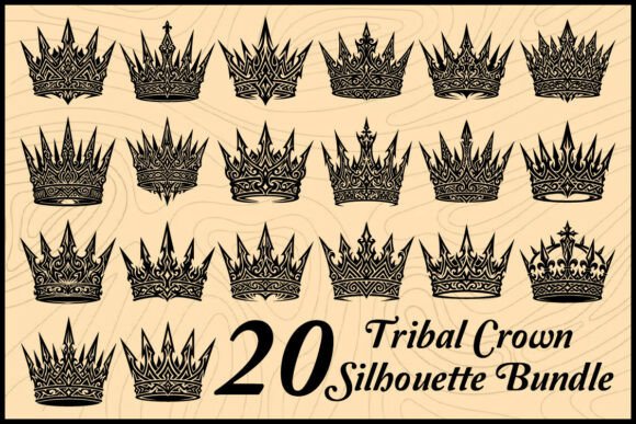 Tribal Crown Silhouette SVG Bundle: Bold Royal Designs
