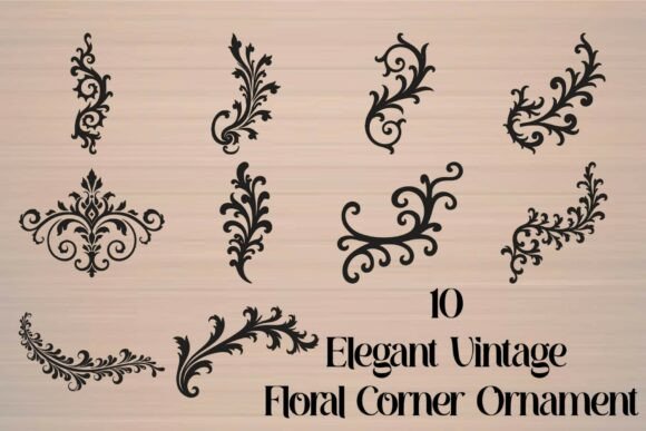 Vintage Floral Corner Ornament: Elegant Design Elements
