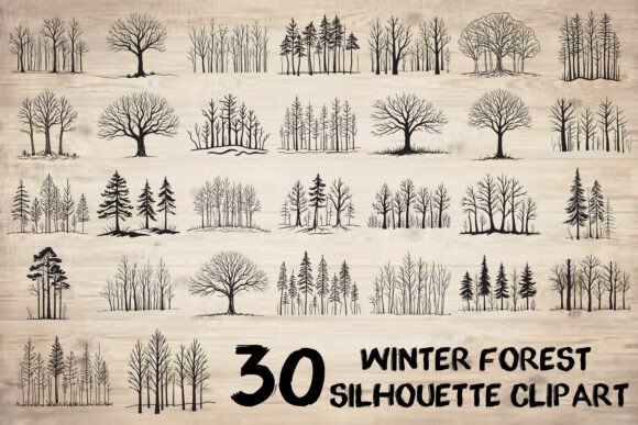 Winter Forest Silhouette Clipart