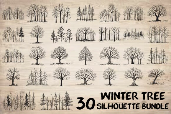 Winter Tree Silhouette Bundle: 30 Elegant Designs